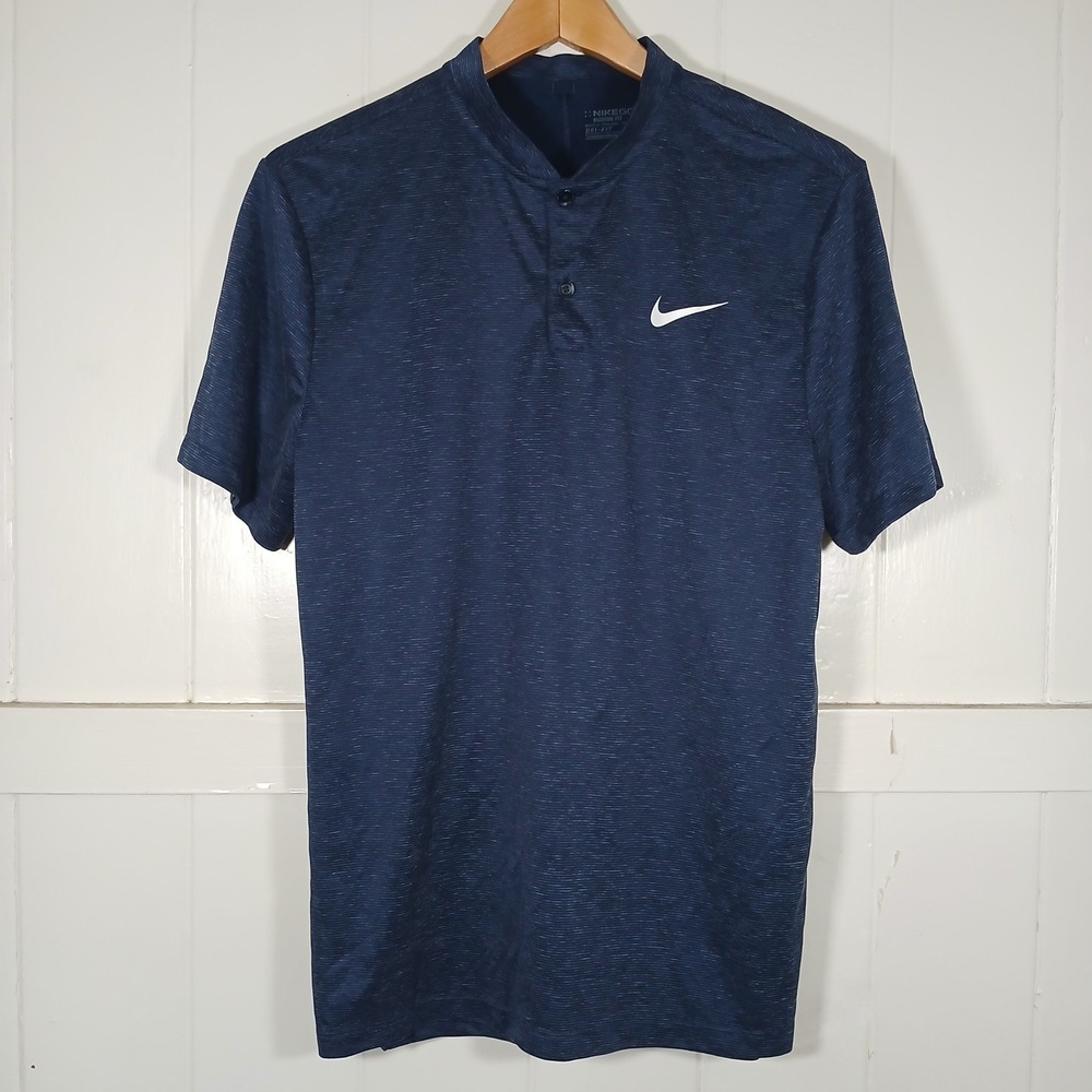 Nike Modern Ultra Polo Mens Large Navy Blue Blade Collar Dri-FIT GM1016